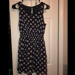 navy polka dot dress